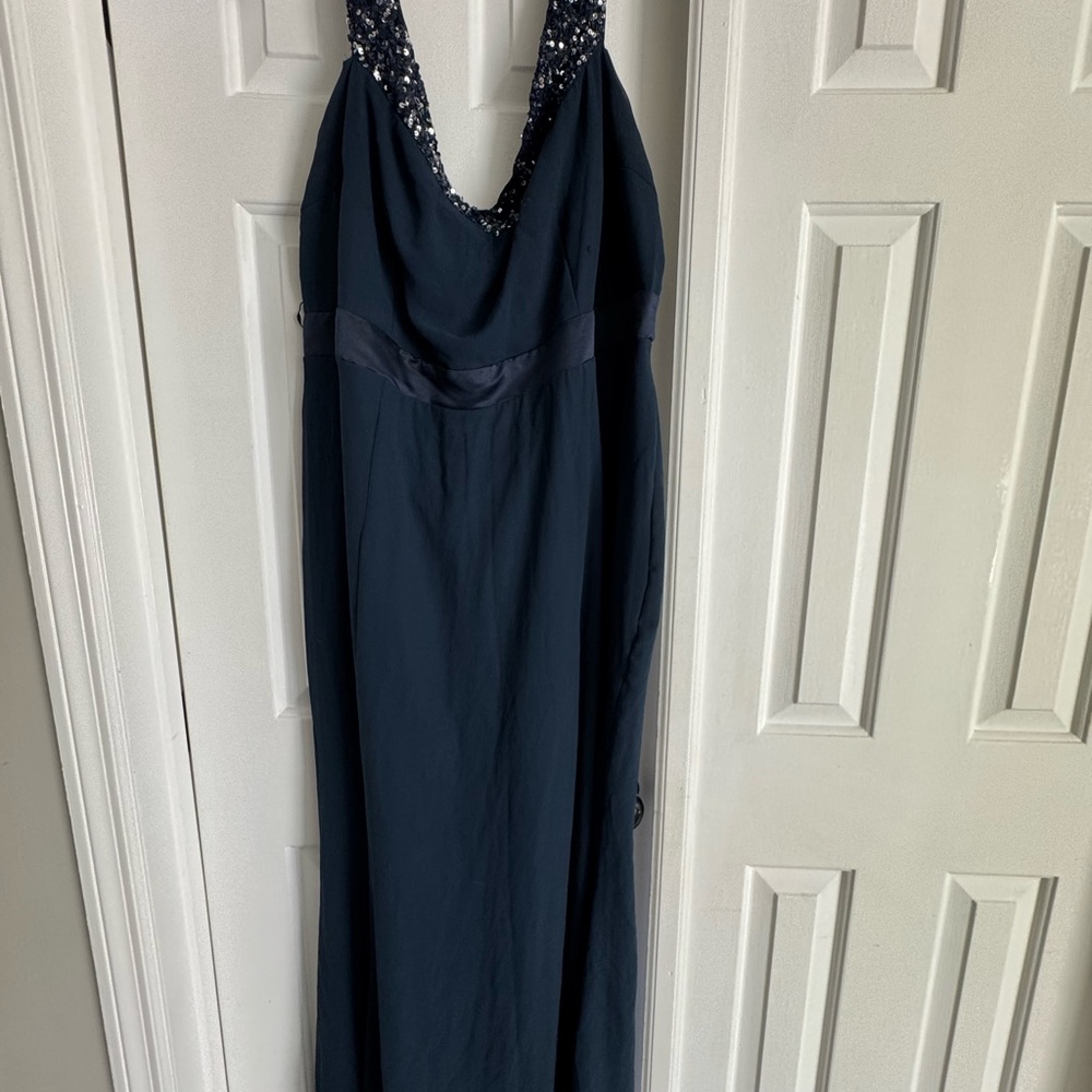 Maya Blue Cowl Neck Sleeveless Gown